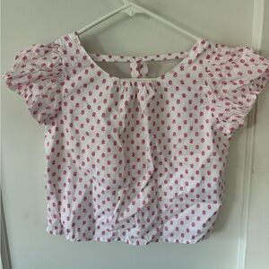 Janie and Jack White Top with Pink Floral Pattern